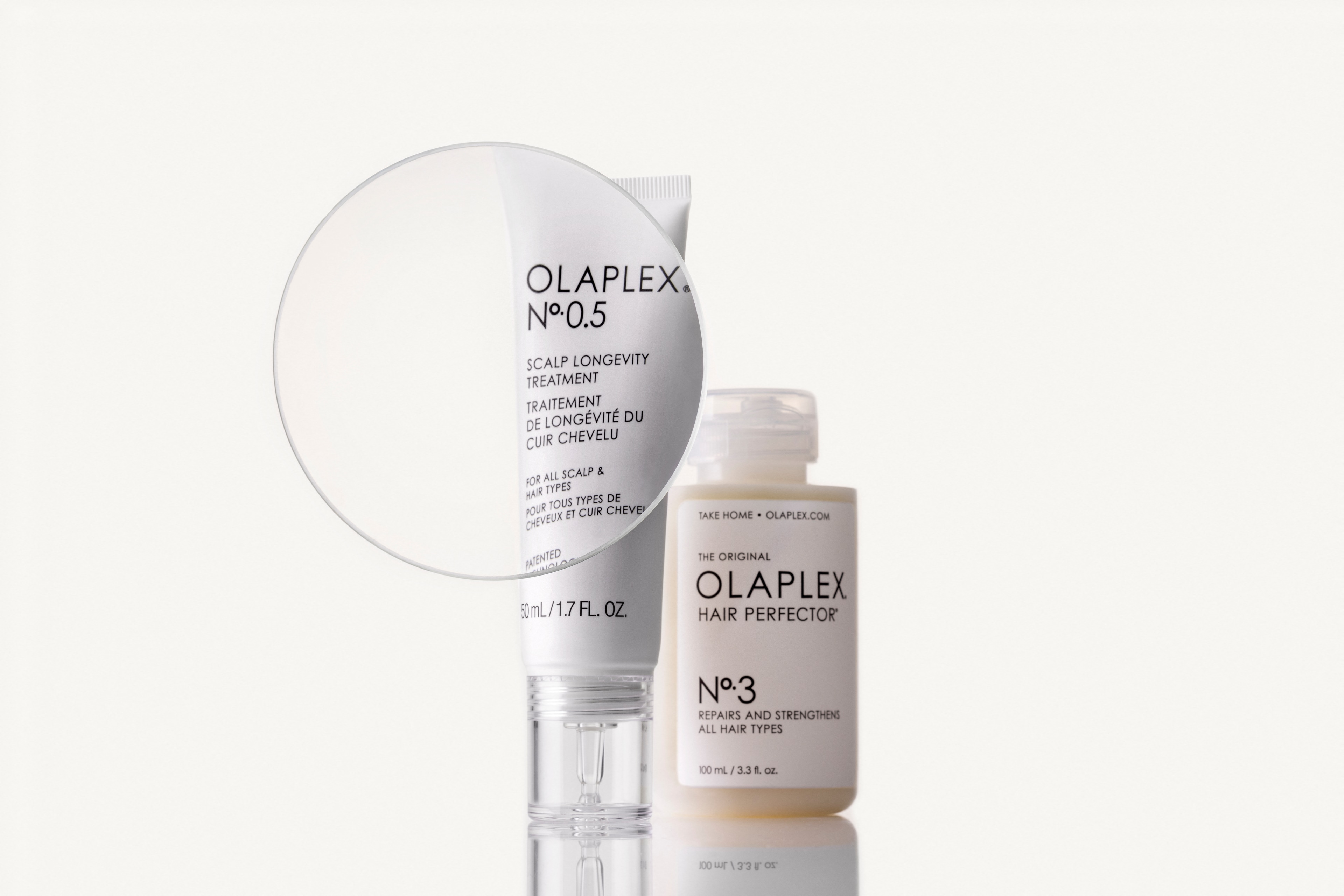 צילום קמפיין מקורי של OLAPLEX — No.5 Scalp Treatment · Hero